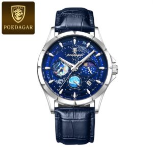 Transform your look with the celestial charm of the Starry Sky Wristwatch by POEDAGAR Luxury Business. Adorn your wrist with the brilliance of the night sky, encapsulated in this elegant timepiece.