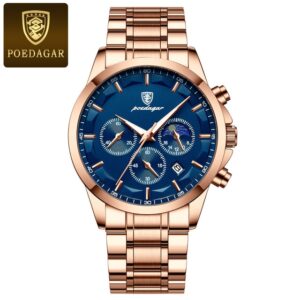 Discover elegance and precision with the Rose Gold Luxury Man Wristwatch by POEDAGAR. Elevate your style with this exquisite timepiece.