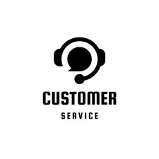 Customer service emblem featuring a conversation bubble, headset, and the text 'customer service' for support excellence.